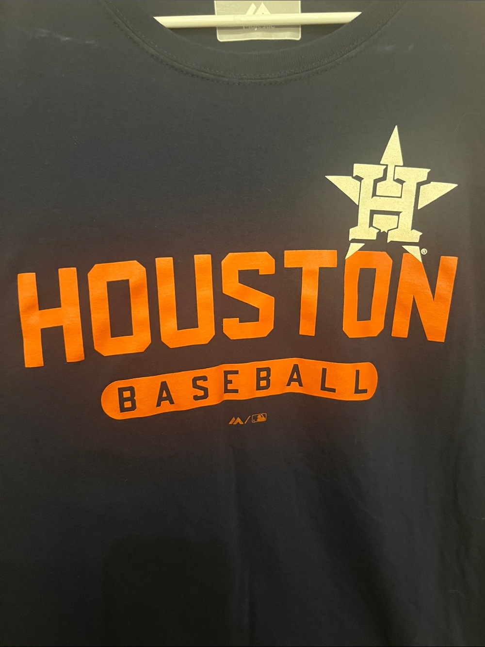 Majestic Houston Astros Baseball Long Sleeve 2XL Tee - Navy and Orange